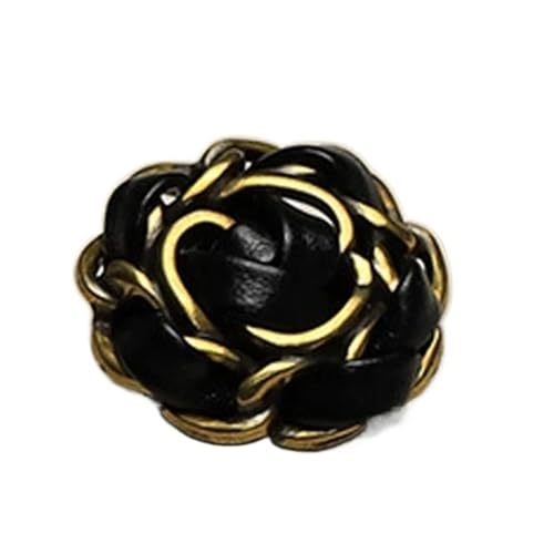 Zymjzbetic 6 Stück Blumenknöpfe Nähknöpfe aus Metall und Leder for Rock, Kleidung, Mantel, Zubehör, handgefertigte DIY-Dekoration für Handarbeiten DIY Stricken Nähen(Black,20mm) von Zymjzbetic
