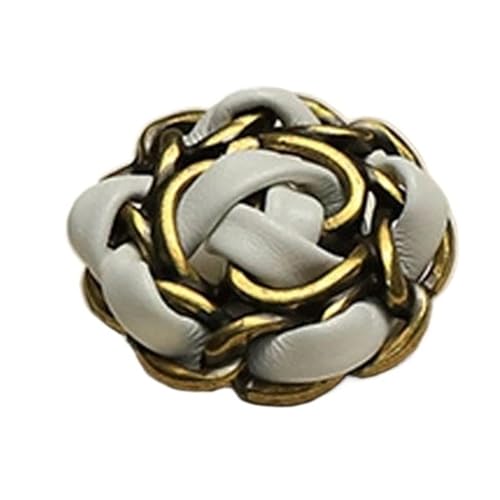 Zymjzbetic 6 Stück Blumenknöpfe Nähknöpfe aus Metall und Leder for Rock, Kleidung, Mantel, Zubehör, handgefertigte DIY-Dekoration für Handarbeiten DIY Stricken Nähen(White,18mm) von Zymjzbetic