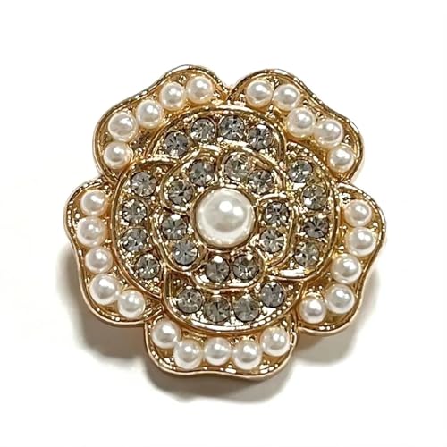 Zymjzbetic 6 Stück runde Blumenform Metall Marken-Nähknöpfe Kleidungszubehör Handarbeit DIY Material Dekoration Gold Schwarz Blau für Handarbeiten DIY Stricken Nähen(Color2,23mm) von Zymjzbetic