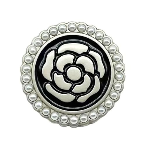 Zymjzbetic 6 Stück runde Blumenform Metall Marken-Nähknöpfe Kleidungszubehör Handarbeit DIY Material Dekoration Gold Schwarz Blau für Handarbeiten DIY Stricken Nähen(Color6,25mm) von Zymjzbetic