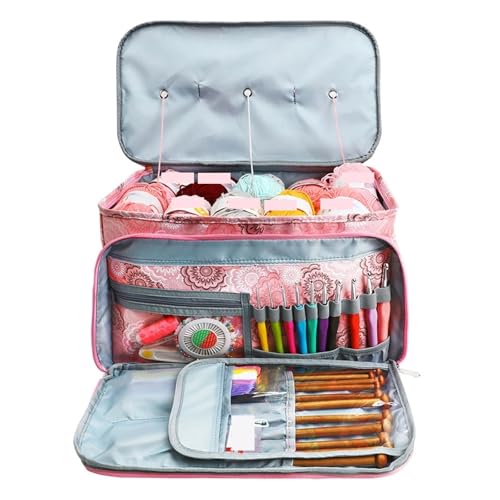 Zymjzbetic Garn-Aufbewahrungstasche, Oxford-Stoff, Strick- und Häkeltasche, Garntasche, Wolle, Häkelnadeln, Nähnadeln, Einkaufstasche for DIY-Garn, Wollgarn für Garne Stricknadeln Häkelnadeln(Bronze) von Zymjzbetic