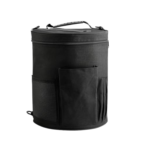 Zymjzbetic Garn-Aufbewahrungstasche, runder Strickwerkzeug-Organizer mit Mehreren Taschen for Wolle, Garn, Häkelnadeln, Nadeln, Handtasche für Garne Stricknadeln Häkelnadeln(Black) von Zymjzbetic