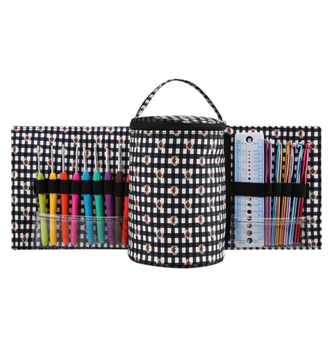 Zymjzbetic Garnbox Aufbewahrungstasche Häkeln Stricknadel Strickwerkzeug Zubehör Aufbewahrungstasche Tragbare Reise Garn Aufbewahrungstasche für Garne Stricknadeln Häkelnadeln(Black) von Zymjzbetic