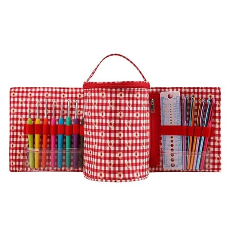 Zymjzbetic Garnbox Aufbewahrungstasche Häkeln Stricknadel Strickwerkzeug Zubehör Aufbewahrungstasche Tragbare Reise Garn Aufbewahrungstasche für Garne Stricknadeln Häkelnadeln(Red) von Zymjzbetic
