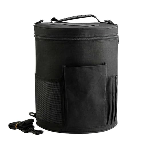 Zymjzbetic Gewebte Aufbewahrungstasche, Garnaufbewahrung, Stricktasche, große Garn-Stricktasche for Häkelnadeln und Stricknadeln, Garnknäuel, Trommel für Garne Stricknadeln Häkelnadeln(Black) von Zymjzbetic