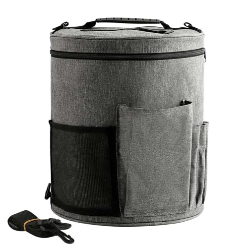 Zymjzbetic Gewebte Aufbewahrungstasche, Garnaufbewahrung, Stricktasche, große Garn-Stricktasche for Häkelnadeln und Stricknadeln, Garnknäuel, Trommel für Garne Stricknadeln Häkelnadeln(Gray) von Zymjzbetic