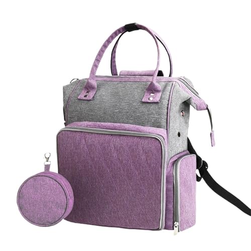 Zymjzbetic Häkelgarn-Rucksack, Stricktaschen, Aufbewahrung, Organizer, Zubehör, Nähzubehör, tragbar, bequem, wasserdicht für Garne Stricknadeln Häkelnadeln(Gray Purple) von Zymjzbetic