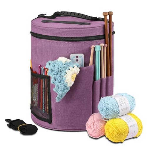 Zymjzbetic Häkeltasche mit großem Fassungsvermögen: Garnaufbewahrung, Stricknadel-Organizer, Häkel-Tragetasche mit Vordertasche for Garn, Haken, Nadeln für Garne Stricknadeln Häkelnadeln(Purple) Zymjzbetic Häkeltasche mit großem Fassungsvermögen: Garnaufbewahrung, Stricknadel-Organizer, Häkel-Tragetasche mit Vordertasche for Garn, Haken, Nadeln für Garne Stricknadeln Häkelnadeln(Purple) von Zymjzbetic