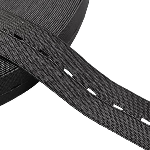 Zymjzbetic Knopfloch-Strick-Gummiband, Gummiband, Stretchband for Selbernähen, Kleidungsstück, Hosenzubehör, 15/20/25/30 mm für Näharbeiten(Black,10 Meters_20MM) von Zymjzbetic