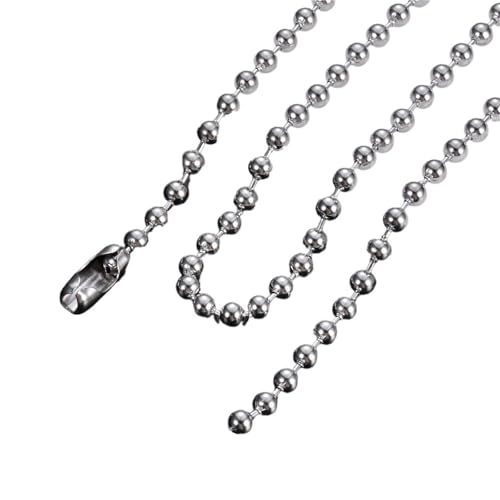Zymjzbetic Metallkette, silbrig, runde Kugelkette, Edelstahl-Zubehör for DIY-Halskette, Armband, Erkennungsmarken für DIY-Kunsthandwerk, hängende Ornamente, Schlüss(60cm,3.0mm) von Zymjzbetic