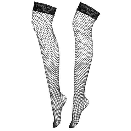 Zymjzbetic Netzstrümpfe for Damen, Sommer, dünn, transparent, Netzstoff, Oberschenkelhohe Strümpfe, Elastizität über dem Knie, Nylonstrumpf für Frauen und Männer(Black) von Zymjzbetic
