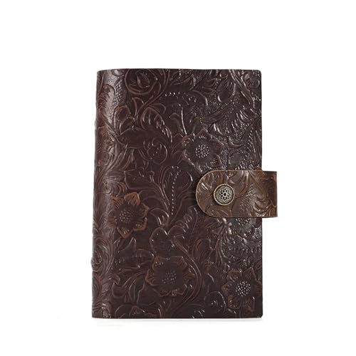 Zymjzbetic Rindsleder, regelmäßige Ringe, Planer, Business-Ledereinband, Notizbuch, Retro-Notizblock, Binder, Reisetagebuch für Frauen, Männer, Mädchen und Jungen(Dark Brown,A6 Size with 6 Hole) von Zymjzbetic