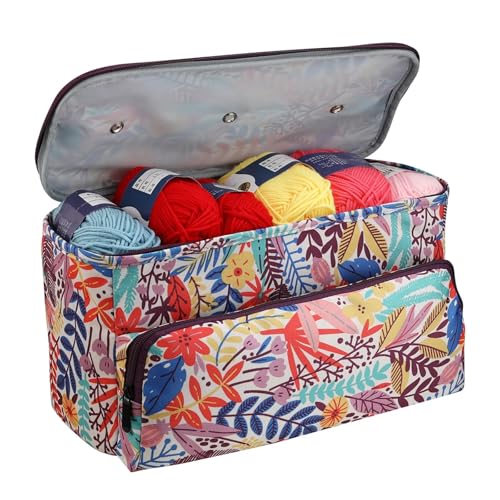 Zymjzbetic Stricktasche, Garn-Aufbewahrungstasche, mit Stricknadeln, Häkelnadeln, Nähzubehör, Tasche, DIY-Handwerks-Aufbewahrungskorb für Garne Stricknadeln Häkelnadeln(Multicolor) von Zymjzbetic