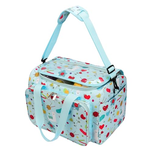Zymjzbetic Stricktasche, Garntasche, Organizer mit Innenteiler for Wolle, Häkelnadeln, Stricknadeln, Nähset, DIY-Aufbewahrungstasche für Garne Stricknadeln Häkelnadeln(Green) von Zymjzbetic