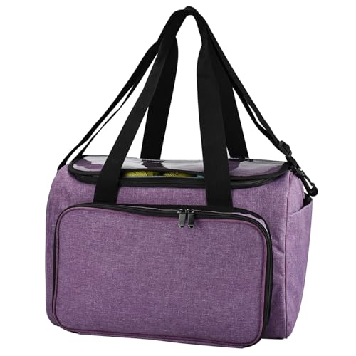 Zymjzbetic Stricktasche, Garntasche, Organizer mit Innenteiler for Wolle, Häkelnadeln, Stricknadeln, Nähset, DIY-Aufbewahrungstasche für Garne Stricknadeln Häkelnadeln(Purple) von Zymjzbetic