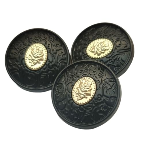 Zymjzbetic Vintage Rosenmuster Metallknöpfe for Kleidung, Nähzubehör, Mantel, Rock, dekorative Knöpfe, 6 Stück, 18 mm, 22 mm für Handarbeiten DIY Stricken Nähen(Black,18mm 6pcs) von Zymjzbetic