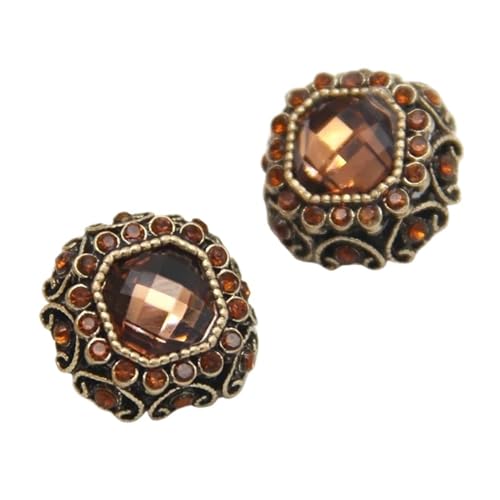 Zymjzbetic Vintage Strass Gold Metall Schmuck Nähen Knöpfe for Kleidung Frauen Shirt Pullover Kleid Dekorationen Zubehör für Handarbeiten DIY Stricken Nähen(Brown,22mm 4pcs) von Zymjzbetic