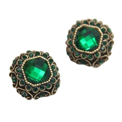 Zymjzbetic Vintage Strass Gold Metall Schmuck Nähen Knöpfe for Kleidung Frauen Shirt Pullover Kleid Dekorationen Zubehör für Handarbeiten DIY Stricken Nähen(Green,16mm 4pcs) von Zymjzbetic