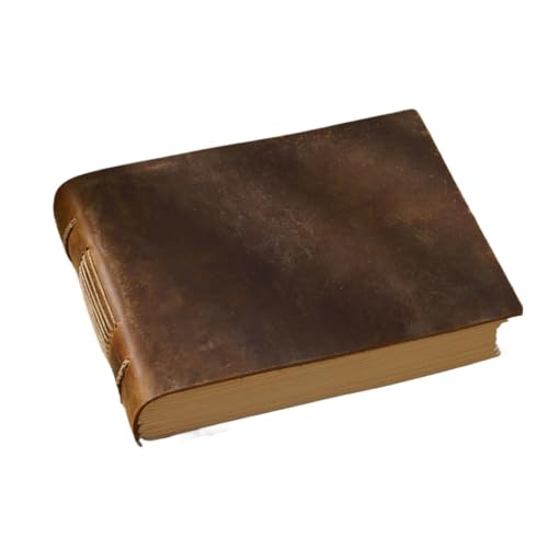 Zymjzbetic Vintage handgefertigtes Notizbuch, Skizzen-Organizer, Retro-Leder-Notizblock, Papier, kreatives Notizbuch für Frauen, Männer, Mädchen und Jungen(Solid Style B) von Zymjzbetic