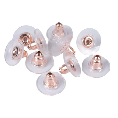 Zymoplas 100 Paar Ohrring Verschlüsse für Ohrstecker mit Pad Gummi durchbohrte Sicherheitsrückseite plattiert Ersatzohrringe Droop Hooks Supplies, Roségold von Zymoplas