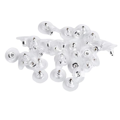Zymoplas 100 Paar Ohrring Verschlüsse für Ohrstecker mit Pad Gummi durchbohrte Sicherheitsrückseite plattiert Ersatzohrringe Droop Hooks Supplies, Silber- Zymoplas 100 Paar Ohrring Verschlüsse für Ohrstecker mit Pad Gummi durchbohrte Sicherheitsrückseite plattiert Ersatzohrringe Droop Hooks Supplies, Silber- von Zymoplas