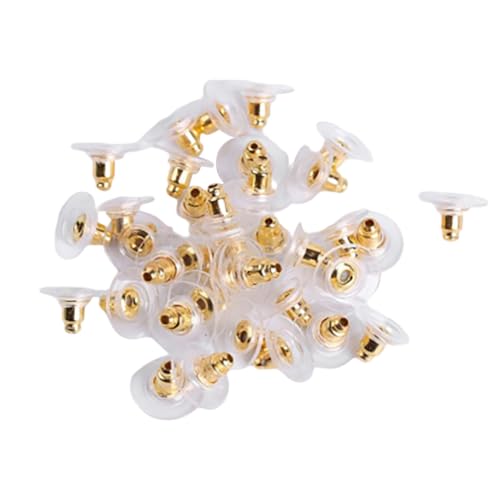 Zymoplas 100 Paar Ohrring Verschlüsse für Ohrstecker mit Pad Gummi durchbohrte Sicherheitsrückseite plattiert Ersatzohrringe Droop Hooks Supplies, golden Zymoplas 100 Paar Ohrring Verschlüsse für Ohrstecker mit Pad Gummi durchbohrte Sicherheitsrückseite plattiert Ersatzohrringe Droop Hooks Supplies, golden von Zymoplas