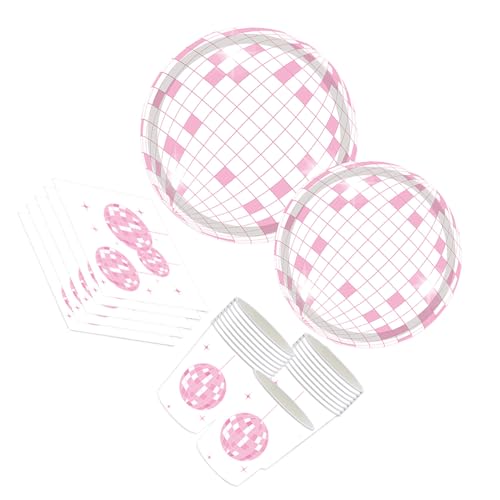 Zymoplas 20 teiliges 70er Jahre Disco Party Essentials Disco Teller, Becher, Servietten Set für Party Supplies, Dekorationen von Zymoplas