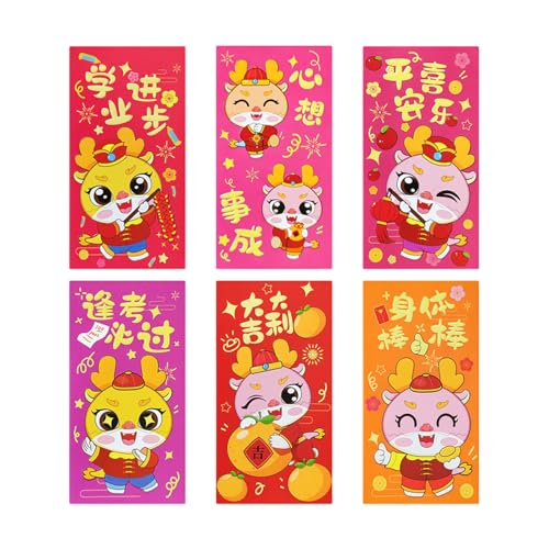 Zymoplas 6 Stück kompakte und leichte Drachen Glücksgeldtaschen für chinesisches Neujahr, chinesische rote Umschläge aus Premium Papier , 208J, 6 Stück , .7 Zoll Zymoplas 6 Stück kompakte und leichte Drachen Glücksgeldtaschen für chinesisches Neujahr, chinesische rote Umschläge aus Premium Papier , 208J, 6 Stück , .7 Zoll von Zymoplas