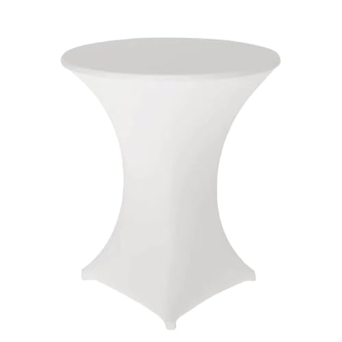 Zymoplas Elastisches Cocktailtisch Set, Barabdeckung mit hohem Fuß, vielseitig, schmutzabweisend, umweltfreundliches Polyester, pflegeleicht, Weiß von Zymoplas