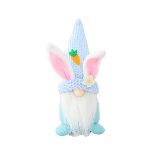 Zymoplas Osterdekoration Hasenpuppen Frühlingsparty Zubehör Indoor Outdoor Szene Layout Kaninchenohr GNOME Puppe Festivals Geschenke, Blau von Zymoplas