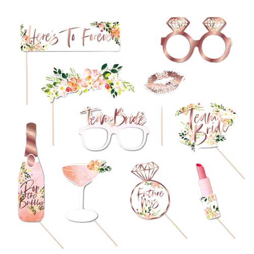 Zymoplas Schöne Hochzeitsfeier liefert für Braut zu sein Booth Party Party Dekorationen Foto Requisiten Booth Requisiten Dusche Mr, Roségold, 10 Stück, 9 Zoll von Zymoplas