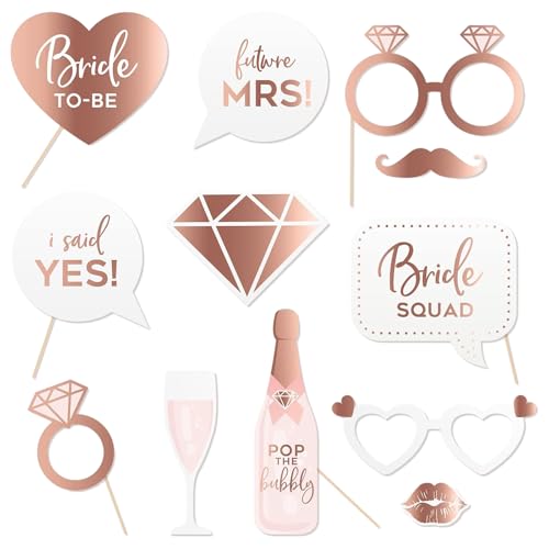 Zymoplas Schöne Hochzeitsfeier liefert für Braut zu sein Booth Party Party Dekorationen Foto Requisiten Booth Requisiten Dusche Mr, Roségold, 12 Stück, 9 Zoll von Zymoplas