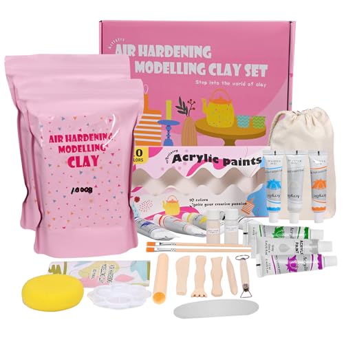 Ton Töpferset für Anfänger, ufttrocknender ton für Erwachsene – Bastelspaß Geschenke Bastelset für Zuhause DIY Creative Set with Lufttrocknender, Werkzeuge, Farben, Pinsel Ton Töpferset für Anfänger, ufttrocknender ton für Erwachsene – Bastelspaß Geschenke Bastelset für Zuhause DIY Creative Set with Lufttrocknender, Werkzeuge, Farben, Pinsel von Zyncove