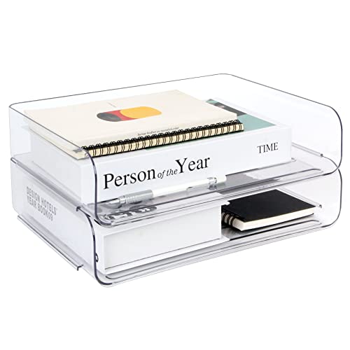 Zyners 2 Stück stapelbare Schreibtisch-Briefablage, A4, transparenter Kunststoff, Schreibtisch-Aktenordner, Papier-Organizer, Briefablage, für Büro, Schreibtisch Zyners 2 Stück stapelbare Schreibtisch-Briefablage, A4, transparenter Kunststoff, Schreibtisch-Aktenordner, Papier-Organizer, Briefablage, für Büro, Schreibtisch von Zyners