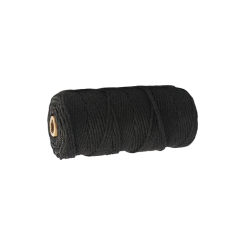 Zynewa 2 mm farbiges Baumwollseil 100m, Buntes Häkelgarn Inklusive, Häkelwolle Wollset Wollknäuel, Baumwolle Makramee Baumwollgarn mit (Black) von Zynewa