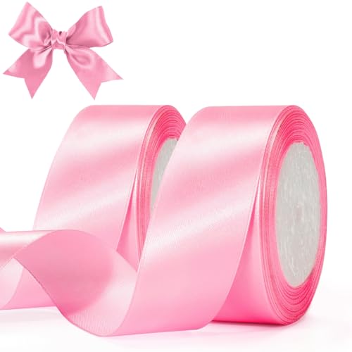 2 Rollen Schleifenband Rosa Breit, Geschenkband Breit Rosa 4 cm x 22 m, Rose Satinband 40mm Mattes, Weiches Pink Satin Ribbon Bow, Rose Satin Dekoband für Taufe Geburtstag Deko Geschenkverpackung 2 Rollen Schleifenband Rosa Breit, Geschenkband Breit Rosa 4 cm x 22 m, Rose Satinband 40mm Mattes, Weiches Pink Satin Ribbon Bow, Rose Satin Dekoband für Taufe Geburtstag Deko Geschenkverpackung von Zyren