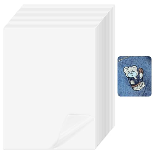 20 Stück Doppelseitige Klebefolie zum Aufbügeln 30x20cm Bügelkleber für Aufnäher Aufbügelnder, Patch Bügeleisen auf Klebstoff für Patches, Bügelvlies Beidseitig Haftend für Stoff Kleidung Nähen von Zyren