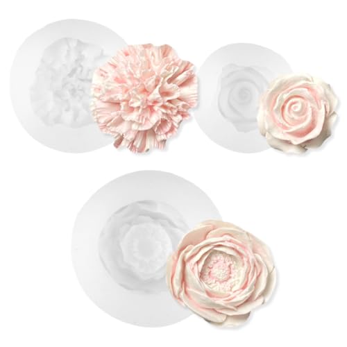 3 Stück Silikonformen Gießformen Blumen, Rosen Nelke Pfingstrose Silikonform Blume,Kerzen Blumen Silikonform für Herstellung von Handgefertigten Duftkerzen, Seifen, Gips Harzhandwerk 3 Stück Silikonformen Gießformen Blumen, Rosen Nelke Pfingstrose Silikonform Blume,Kerzen Blumen Silikonform für Herstellung von Handgefertigten Duftkerzen, Seifen, Gips Harzhandwerk von Zyren