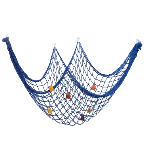 Fischernetz Deko mit Muscheln, 1m x 2m Deko Netz Blau, Fischernetz Im Mediterranen Stil, Dekorative Fischernetze Wandbehänge, Nautisches Fischnetz Baumwolle für Zuhause, Schlafzimmer, Partydekoration Fischernetz Deko mit Muscheln, 1m x 2m Deko Netz Blau, Fischernetz Im Mediterranen Stil, Dekorative Fischernetze Wandbehänge, Nautisches Fischnetz Baumwolle für Zuhause, Schlafzimmer, Partydekoration von Zyren