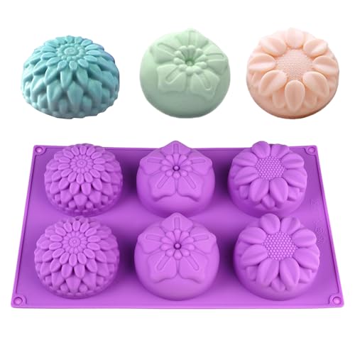 Seifenformen Silikon, 6 Hohlräume Handarbeit Silikonform Seife, Silikonform Blumen, Seife Selber Machen, Wiederverwendbare Silikon Formen für Handgefertigte Seife, Cupcakes, Gelee, Gebäck und Dessert Seifenformen Silikon, 6 Hohlräume Handarbeit Silikonform Seife, Silikonform Blumen, Seife Selber Machen, Wiederverwendbare Silikon Formen für Handgefertigte Seife, Cupcakes, Gelee, Gebäck und Dessert von Zyren
