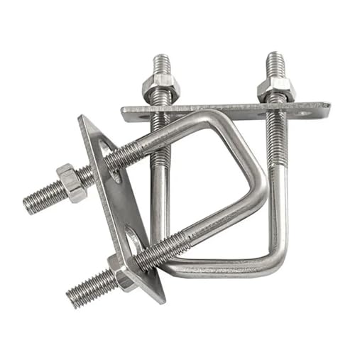 2 Sätze M6 Quadratische Rohrschelle U-Klemme mit Prallschraube Eisenbolzen Rechtwinkliger U-Bolzen Haushaltszubehör für Sanitärinstallationen, Wohngebäude(2Sets M6x30x80mm) von ZythrXLate