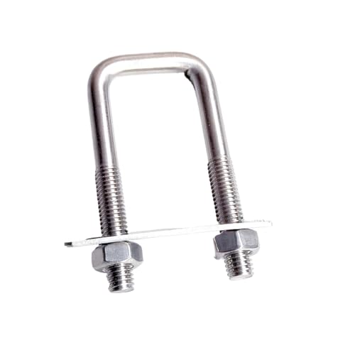 M6 8 Bolzen Edelstahl U-Schraube Quadratische Klemme Quadratische Rohrklemme Rechtwinkliger Bolzen mit Schallwand Quadratische Klemme für Sanitärinstallationen, Wohngebäude(4pcs M8x80x200mm) von ZythrXLate