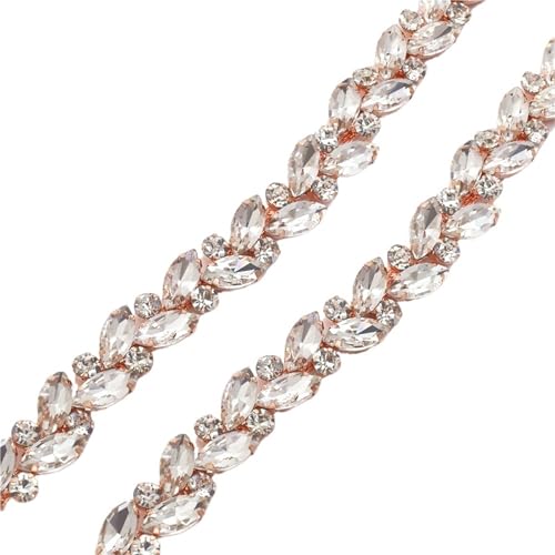 Strasskette als Verzierung 1 Yard Blatt Strass Metall Kette Glänzende Kristall Nähen Applique Dekorative Hochzeit Zubehör(Color1) von ZythrXLate