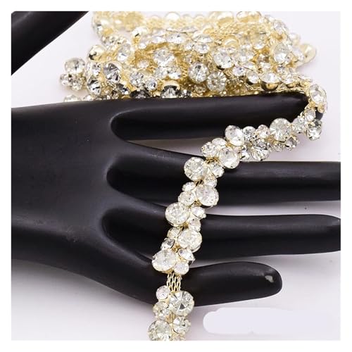 Strasskette als Verzierung 1 Yard Blatt Strass Metall Kette Glänzende Kristall Nähen Applique Dekorative Hochzeit Zubehör(Color4) von ZythrXLate