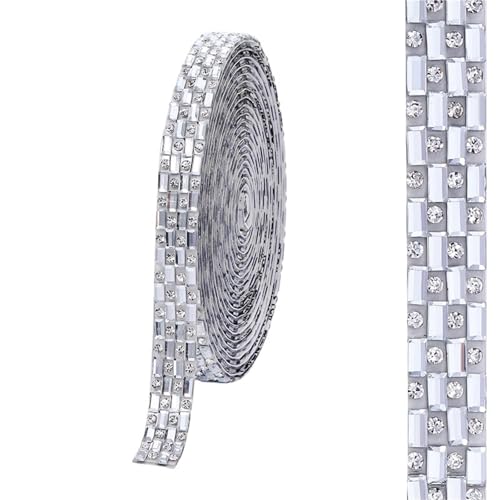 Strasskette als Verzierung 1 Yard Kristallglas Strass Aufkleber Diamant Band DIY Kunsthandwerk Auto Telefon Dekoration(10mm) von ZythrXLate