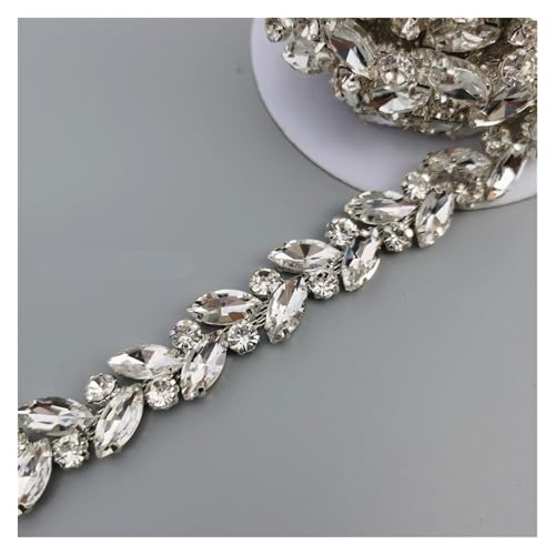 Strasskette als Verzierung 45 cm/Set Glas Kristall Kette Bling Strass Trim Metall Band Halskette Dekoration Hochzeit Kleid Kleidung Zubehör(Style 1) von ZythrXLate