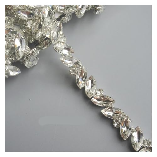 Strasskette als Verzierung 45 cm/Set Glas Kristall Kette Bling Strass Trim Metall Band Halskette Dekoration Hochzeit Kleid Kleidung Zubehör(Style 11) von ZythrXLate