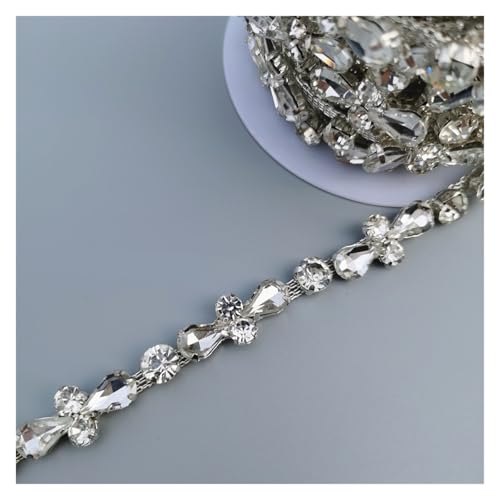 Strasskette als Verzierung 45 cm/Set Glas Kristall Kette Bling Strass Trim Metall Band Halskette Dekoration Hochzeit Kleid Kleidung Zubehör(Style 2) von ZythrXLate