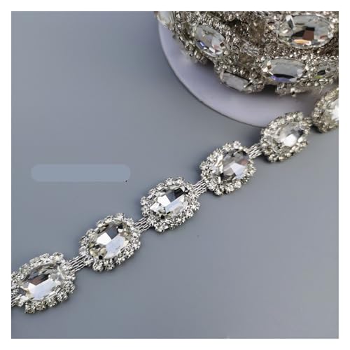 Strasskette als Verzierung 45 cm/Set Glas Kristall Kette Bling Strass Trim Metall Band Halskette Dekoration Hochzeit Kleid Kleidung Zubehör(Style 3) von ZythrXLate