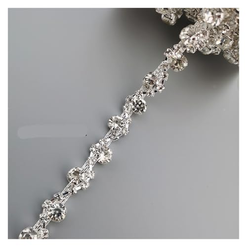 Strasskette als Verzierung 45 cm/Set Glas Kristall Kette Bling Strass Trim Metall Band Halskette Dekoration Hochzeit Kleid Kleidung Zubehör(Style 5) von ZythrXLate